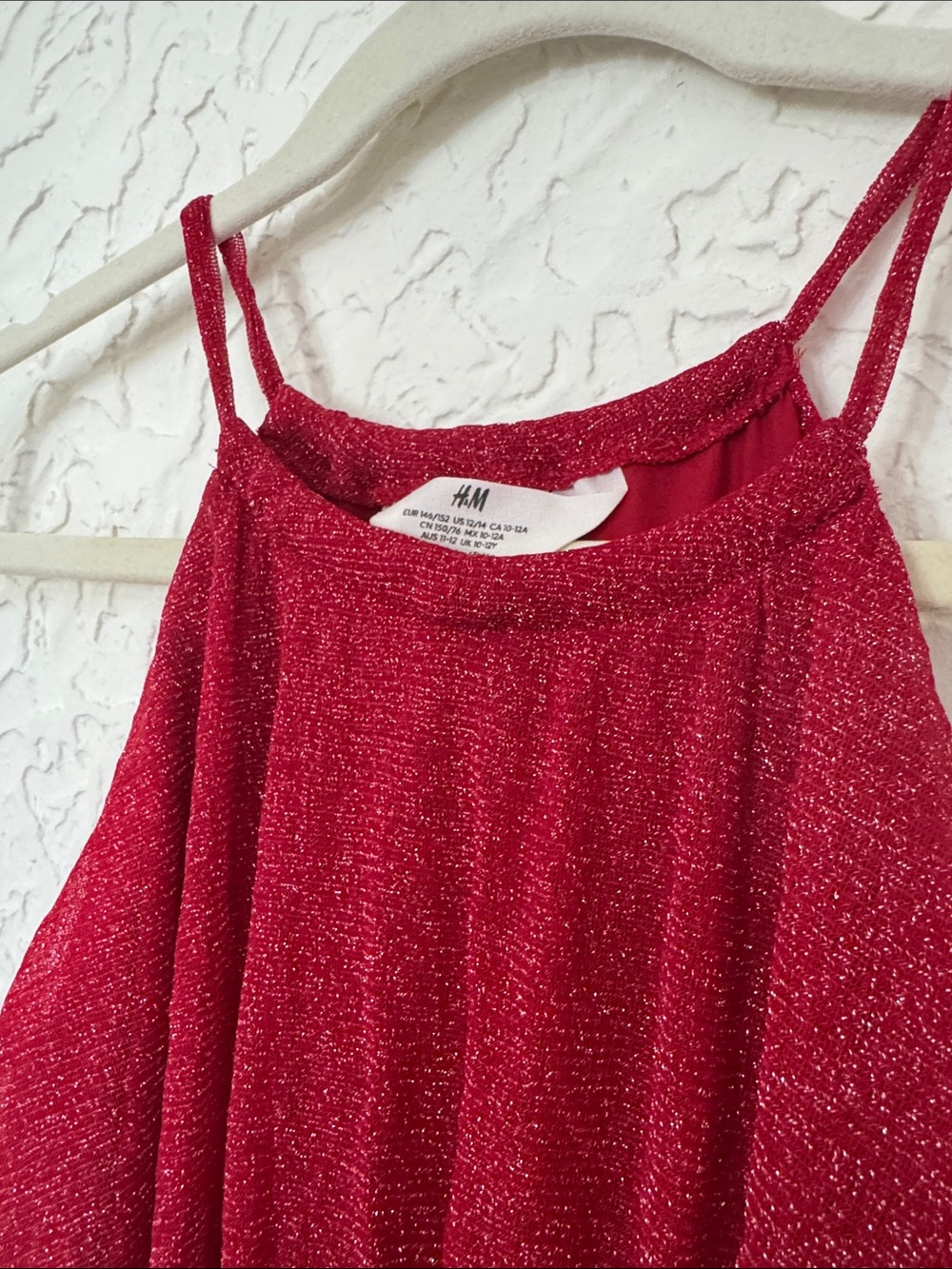 H&M Girls Sz 12/14 Sparkly Red Party Dress - Picture 2 of 3